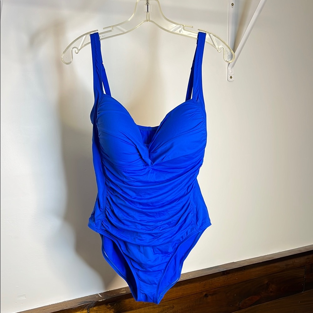 La Blanca Royal Blue‎ Ruched One Piece Swimsuit- 14